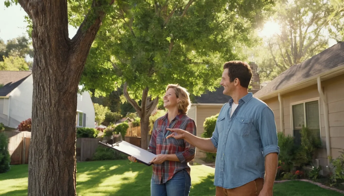 A homeowner reviewing a tree plan with a local provider in the Cahokia Heights area